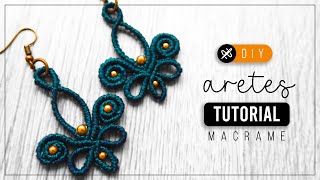 DIY Aretes Amelia » ⚜️ tutorial  como hacer aretes de hilo ● Macrame 221 [upl. by Schreibman859]