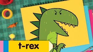 How to Draw A TRex  Dinosaur Drawing Lesson for Kids  Step By Step [upl. by Roht]