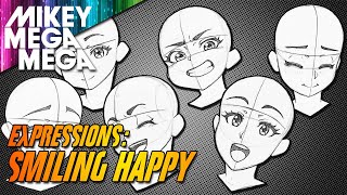 HOW TO DRAW SMILING HAPPY EXPRESSIONS Real Time [upl. by Nerek525]