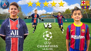 Kid MESSI vs Kid NEYMAR BARCELONA vs PSG CHAMPIONS LEAGUE 2021  Football Competition [upl. by Cawley371]