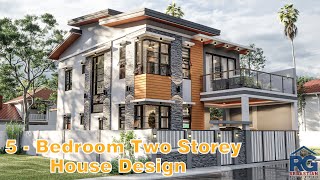 5  Bedroom Two Storey House Design [upl. by Nnylyak]