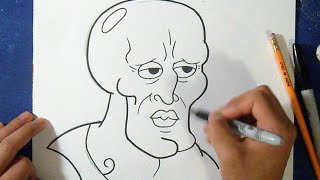 Cómo dibujar a Calamardo Guapo  How to draw handsome Squidward [upl. by Shwalb]