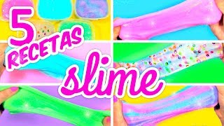 CÓMO HACER SLIME SIN BORAX FÁCIL 5 Recetas de Slime [upl. by Kipp]