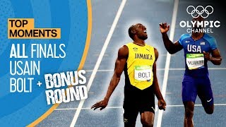 Usain Bolt  ALL Olympic finals  Bonus round  Top Moments [upl. by Jeffries]