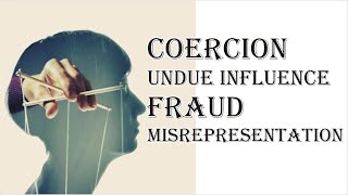 Coercion Undue Influence Fraud Misrepresentation  Indian Contract Act 1872  Law Guru [upl. by Enisamoht821]