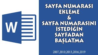 WORD SAYFA NUMARALANDIRMA amp İSTEDİĞİN SAYFADAN NUMARA VERME [upl. by Ahtivak538]