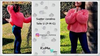 Suéter muy fácil a dos agujas  Jersey Tricot oversize  chunky knit  sweater Diy tejido fácil [upl. by Ielak]