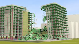 Condo Collapse Simulation  Champlain Towers South Surfside Florida Miami 8K [upl. by Virnelli]