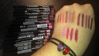 NYX Lip Pencil Swatches [upl. by Lirrad]