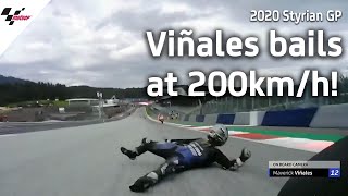 Viñales scary crash at over 200kmh  2020 Styrian GP [upl. by Darda]