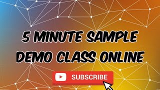 5 Minute Sample Demo Class Online [upl. by Reginnej]