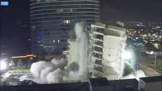 Remaining structure at Champlain Towers South collapse site comes down in controlled demolition [upl. by Dahsar]