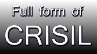 Full form of CRISIL [upl. by Sigrid]