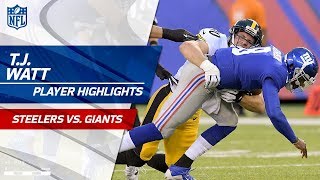 TJ Watts 2 Sacks in Debut Game  Steelers vs Giants  Preseason Wk 1 Player Highlights [upl. by Neeluqcaj231]