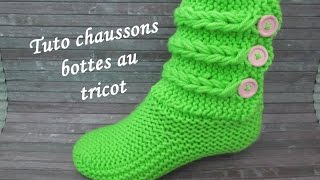 TUTO CHAUSSON TRESSE TORSADE AU TRICOT Booties knitting BOTITAS BOTAS TEJIDAS DOS AGUJAS [upl. by Yrocal68]