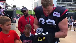 Fan brings TJ Watt jersey for JJ Watt to sign [upl. by Ennaeilsel]