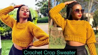 EASY Crochet Sweater Tutorial  Crochet Alpine crop sweater [upl. by Ubana295]