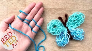 Easy Finger Knitting How To  DIY Yarn Butterfly [upl. by Seppala]