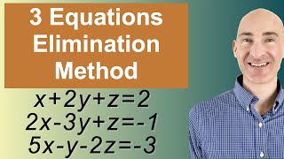 Solving Systems of 3 Equations Elimination [upl. by Naveb]