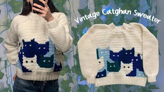 Crochet Vintage Catghan Sweater Tutorial [upl. by Viehmann]