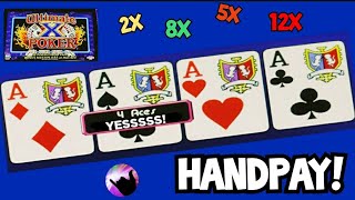 JACKPOT on High Limit Ultimate X Video Poker Aces with a Multiplier [upl. by Roberson892]