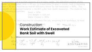 ConstructionWork Estimate of Excavated Bank Soil with Swell [upl. by Haerdna478]