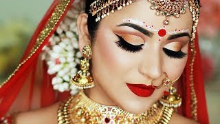 INDIAN BENGALI BRIDAL MAKEUP AND BINDI DESIGN  SMITHA DEEPAK [upl. by Euh693]