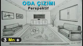 ODA ÇİZİMİ TEK NOKTALI PERSPEKTİF İÇ MEKAN ÇİZİMİ  HOW TO DRAW a ROOM WITH 1 POINT PERSPECTIVE [upl. by Anavoj]