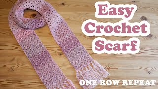 EASY Crochet Scarf  Comfy Cluster Scarf ONE row repeat [upl. by Ling]