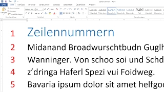 Zeilennummern einfügen und bearbeiten – WordTutorial [upl. by Hymen]