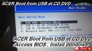 ACER Boot from USB et CD DVD  Access BIOS  Install Windows [upl. by Acnalb]