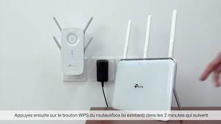 Comment installer un répéteur WiFi TPLink RE650  RE450  RE350  RE305  RE200 via Bouton WPS [upl. by Lodie]