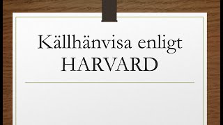 Källhänvisning enligt Harvard [upl. by Ardnoid]