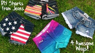 DIY Clothes 4 DIY Shorts Projects from Jeans Easy [upl. by Nairrot650]