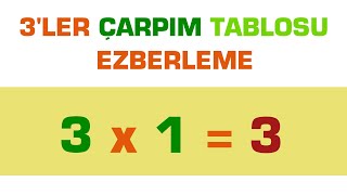 ÇARPIM TABLOSU  3LER ÇARPIM TABLOSU EZBERLEME [upl. by Laundes]