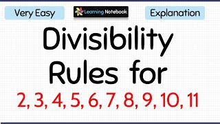 Divisibility rules for 2 3 4 5 6 7 8 9 10 and 11 divisibility by numbers [upl. by Borek283]