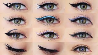 Eyeliner Makeup Tutorial  12 Different Eyeliner Looks [upl. by Dronski]