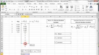 Excel  Discrete Random Variable  Probability Distribution [upl. by Llenyl]