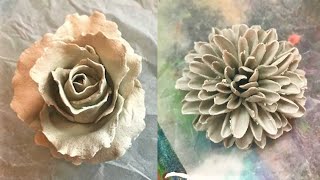 making clay flowers roses dhalia and carnation [upl. by Proudman]