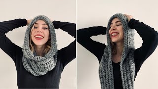 HOODED SCARF  FREE CROCHET PATTERN [upl. by Hootman299]