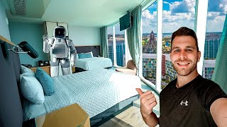 Staying At Universals Aventura Hotel  MUST SEE Robot Room Service  A Technology Crazy Hotel [upl. by Tillie]