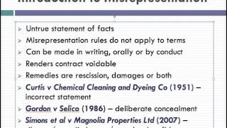 Misrepresentation Lecture 1 of 4 [upl. by Rhett]