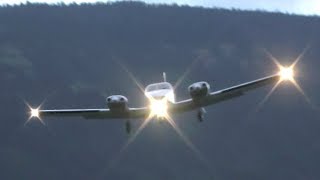 Piper PA34 Seneca Low Overhead Landing [upl. by Sharity]