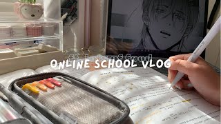 online school study vlog  what I eat in quarantine resin journaling and being productive [upl. by Silyhp]