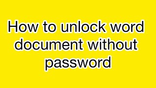 How to unlock word document without password [upl. by Hooke]