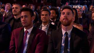 watch Cristiano Ronaldo world’s best player Speech and the reaction of Messi and Neymar [upl. by Cirnek]