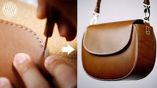 DIY Handmade Leather Bag  Leather Crafting [upl. by Cila21]