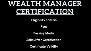 How to become Certified Wealth Manager NISM amp CRISIL Certification [upl. by Nali1]