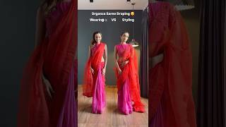 Organza saree draping 🥰 saree organzasaree indianattire [upl. by Aitrop]