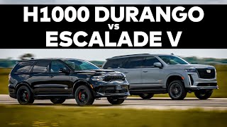 Supercharged Escalade V vs 1000 HP Durango  DRAG RACE COMPARISON [upl. by Lowrance]